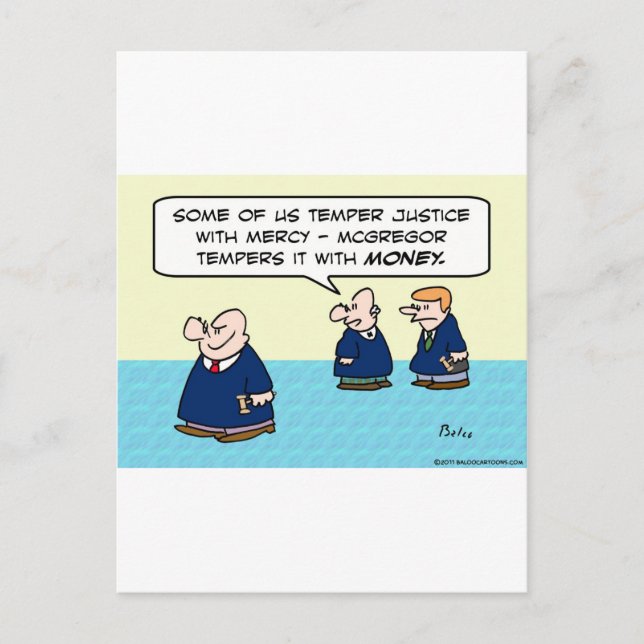 Judge temper justice with mercy money postcard (Front)