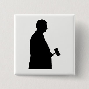 Judge With Gavel Silhouette 15 Cm Square Badge