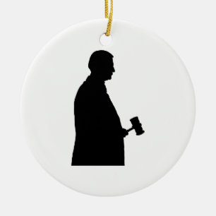 Judge With Gavel Silhouette Ceramic Tree Decoration