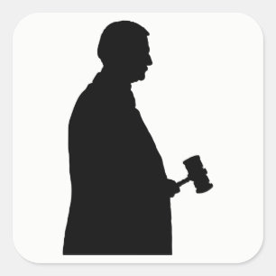 Judge With Gavel Silhouette Square Sticker