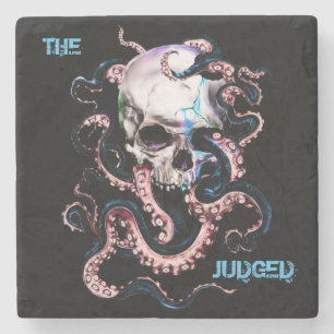 Judged Octopus  Skull Marble Stone Coaster
