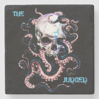 Judged Octopus  Skull Marble Stone Coaster