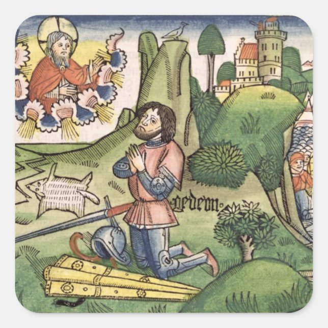 Judges 6 36 Gideon puts out the fleece, from the ' Square Sticker (Front)