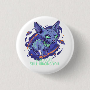 Judging Alien Sphynx Cat Sci-Fi Humor Art 3 Cm Round Badge