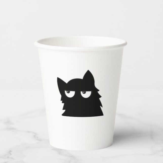 Judging Black Cat Funny Minimal Cat Design Paper Cups (Front)
