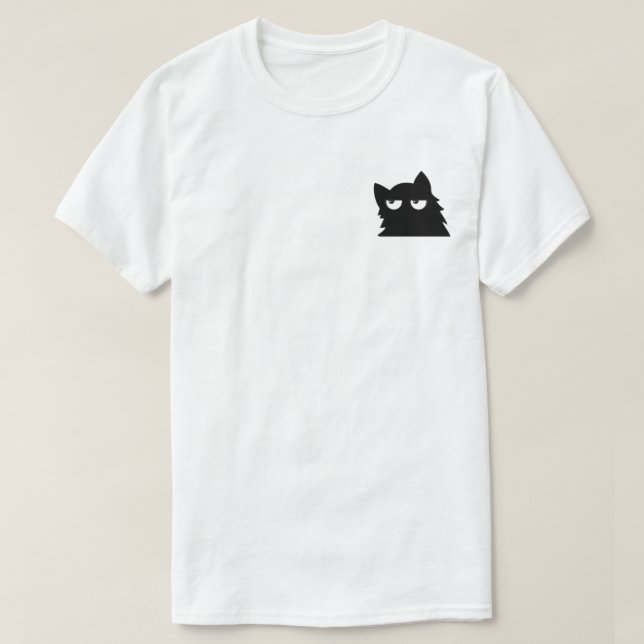 Judging Black Cat Funny Minimal Cat Design T-Shirt (Design Front)