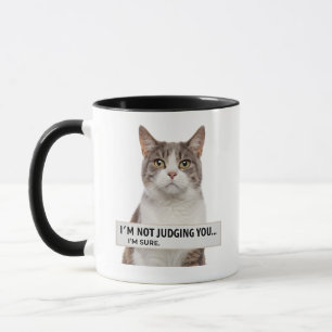 Judging Cat Sarcastic Quote Minimal Art Mug
