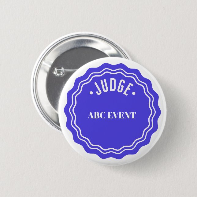 Judging Contest Modern Ribbon Judge  6 Cm Round Badge (Front & Back)