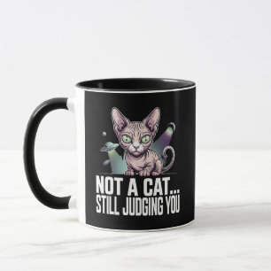 Judging Sphynx Cat UFO Alien Sarcastic Art Mug