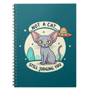 Judging Sphynx Cat UFO Sarcastic Cartoon Art Notebook