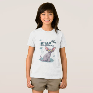 Judging Sphynx Cat UFO Sarcastic Cartoon Art Tri-Blend Shirt