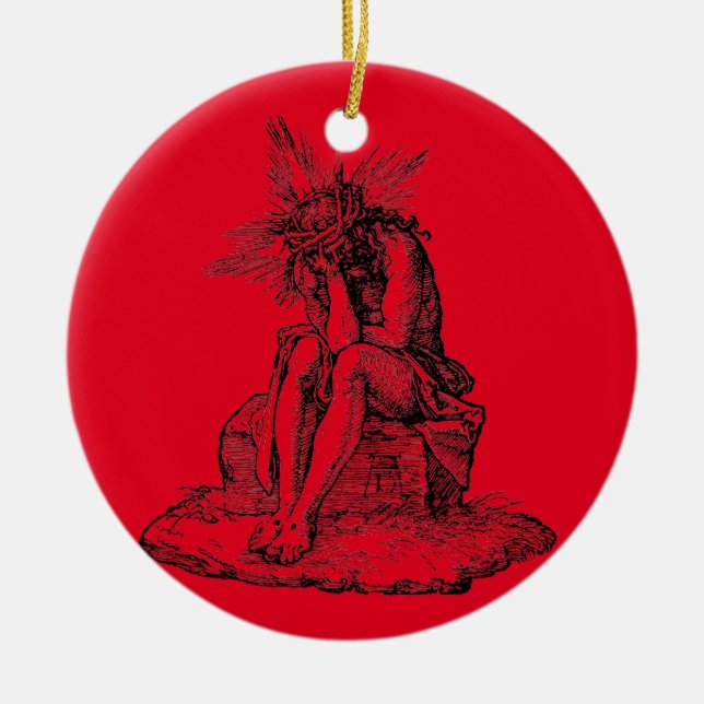 Judgment of Jesus Christ Ceramic Tree Decoration (Front)