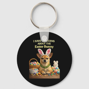 Judgmental Chihuahua Easter Bunny Concerns Funny Q Key Ring