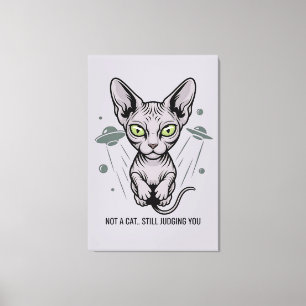 Judgmental Sphynx Cat in Space Art Canvas Print