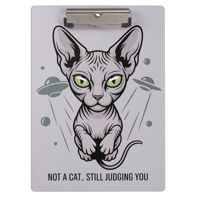 Judgmental Sphynx Cat in Space Art Clipboard (Front)