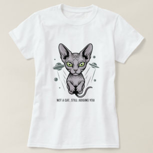 Judgmental Sphynx Cat in Space Art T-Shirt