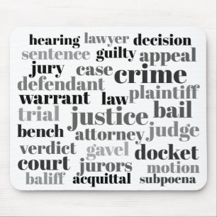 Judicial Legal Terns Word Cloud Design Mouse Mat