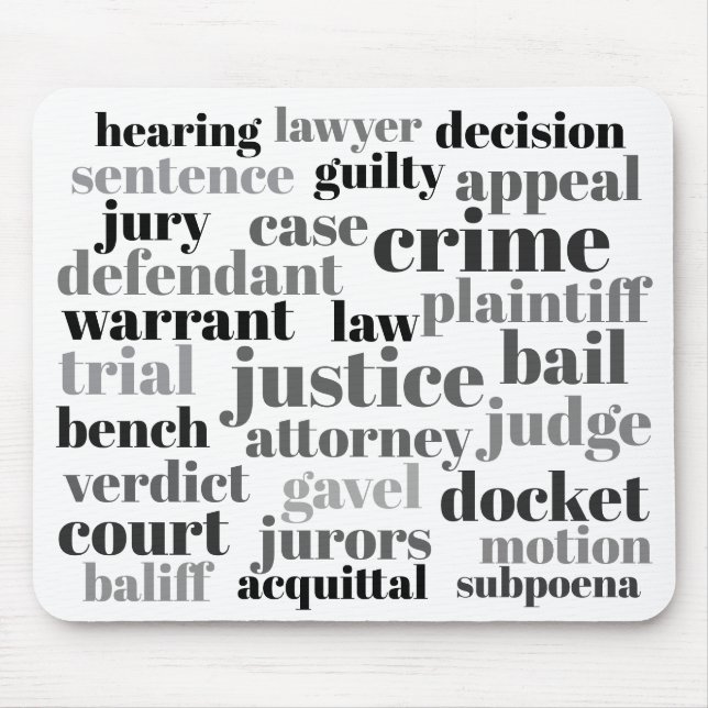 Judicial Legal Terns Word Cloud Design Mouse Mat (Front)