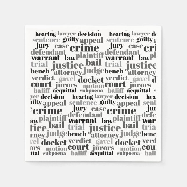 Judicial Legal Terns Word Cloud Design Napkin (Front)