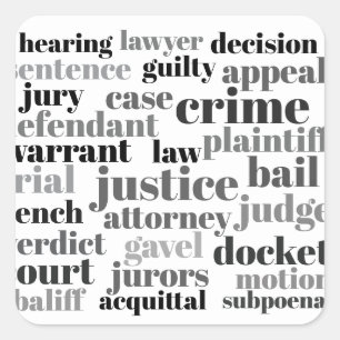 Judicial Legal Terns Word Cloud Design Square Sticker
