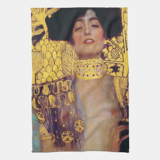Judith (Lady in Gold), Gustav Klimt Tea Towel (Vertical)