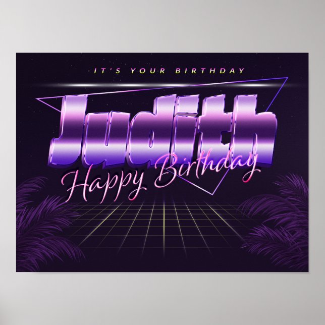 Judith Name First Name pura retro poster Birthday (Front)