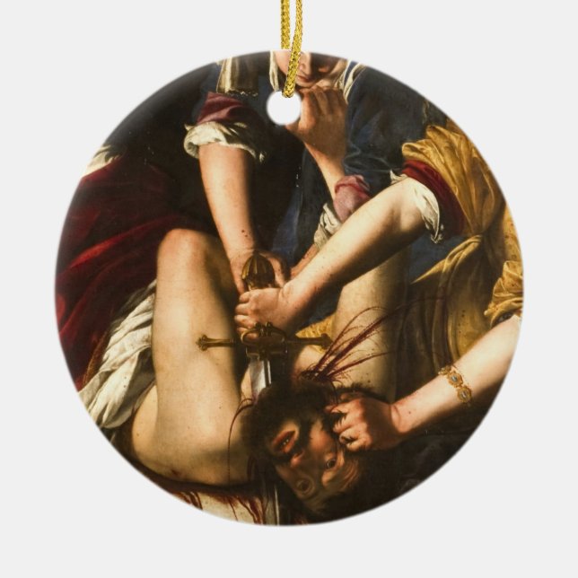 Judith Slaying Holofernes - Artemisia Gentileschi Ceramic Tree Decoration (Front)
