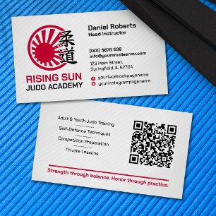 Judo academy instructor - Kanji and rising sun Business Card