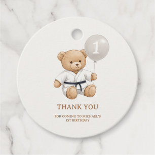 Judo Bear Turns One" – 1st Birthday 【Black-belt】 Favour Tags