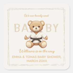 Judo Black Belt Bear Baby Shower Collection Square Sticker