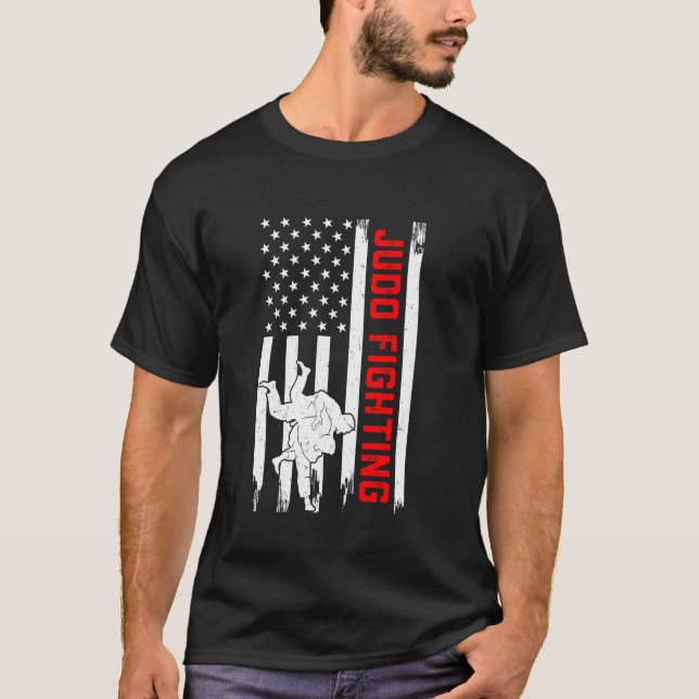Judo Fighting US Flag Judo Martial Arts Judo T-Shirt (Front)