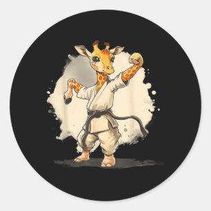Judo Giraffe Nature Kickboxing Taekwondo Martial Classic Round Sticker