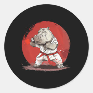 Judo Hippo Nature Kickboxing Taekwondo Martial Art Classic Round Sticker
