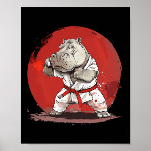Judo Hippo Nature Kickboxing Taekwondo Martial Art Poster