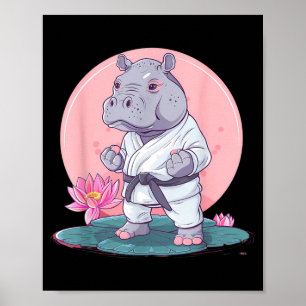 Judo Hippo Nature Kickboxing Taekwondo Martial Poster