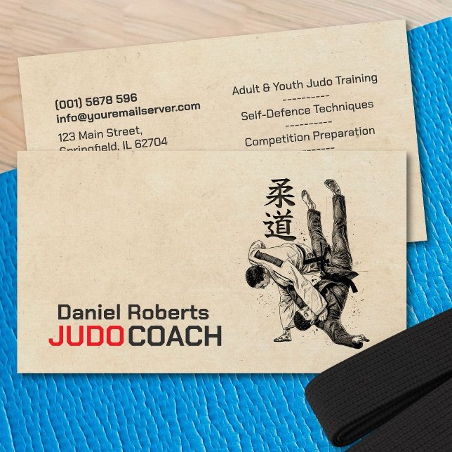 Judo instructor - Kanji and Judoka  Business Card (Creator Uploaded)