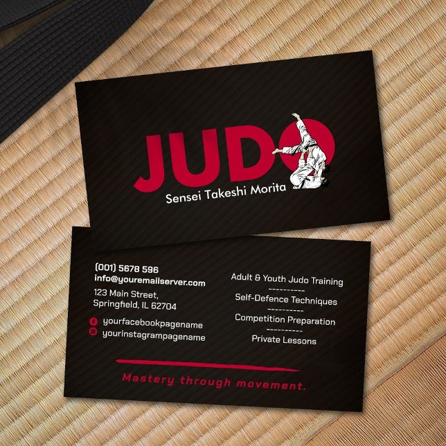 Judo instructor - Kanji and Judoka  Business Card (Creator Uploaded)