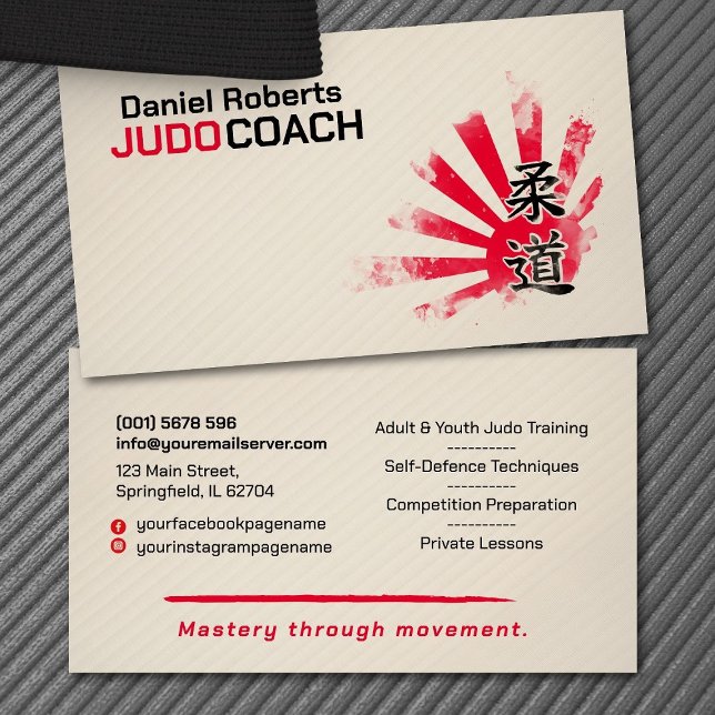 Judo instructor - Kanji and Judoka  Business Card (Creator Uploaded)