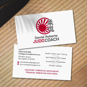 Judo instructor - Kanji and Rising Sun Business Card