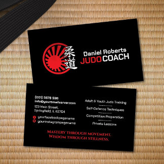Judo instructor - Kanji and Rising Sun Business Card