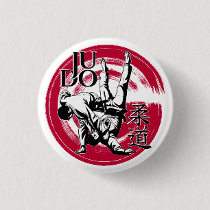 Judo Kanji and Rising Sun Throw  3 Cm Round Badge