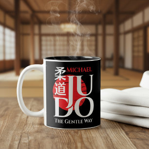 Judo -Kanji, Rising Sun Two-Tone Coffee Mug