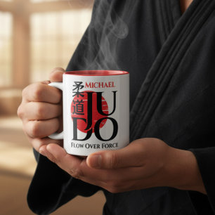 Judo -Kanji, Rising Sun Two-Tone Coffee Mug