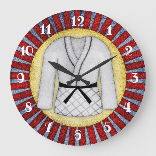 Judo Karate Martial Arts Wall Clock Black Belt (Front)