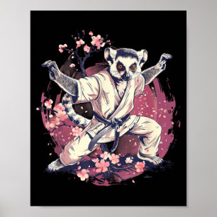 Judo Lemur Nature Kickboxing Taekwondo Martial Poster