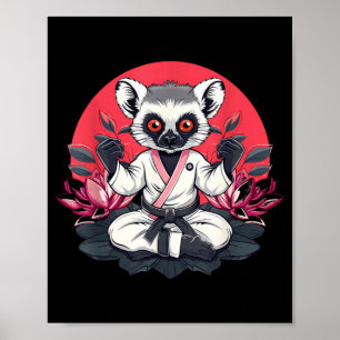 Judo Lemur Nature Kickboxing Taekwondo Martial Poster