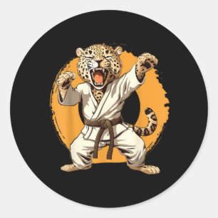 Judo Leopard Nature Kickboxing Taekwondo Martial Classic Round Sticker