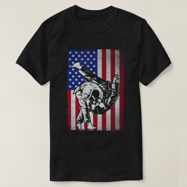 Judo Martial Arts Usa American Flag Judoist Men Wo T-Shirt (Design Front)