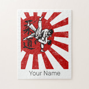 Judo Martial Arts with vintage japanese Rising Sun Jigsaw Puzzle
