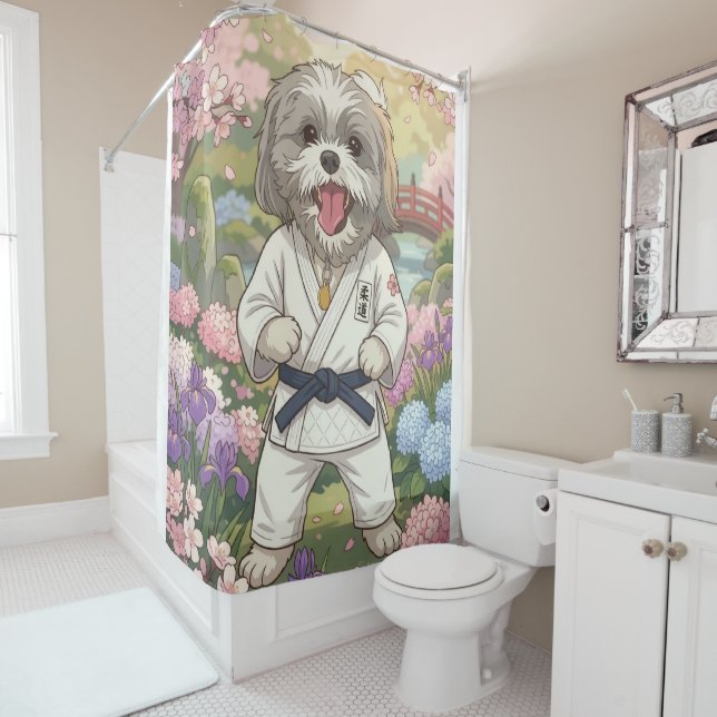Judo Master Shih Tzu Shower Curtain (In Situ)